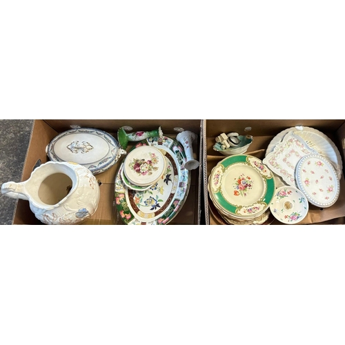 371 - Two boxes of china to include: floral tureen, large jug, plates etc. (B.P. 21% + VAT)