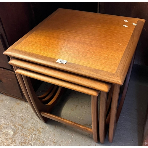 433 - Nest of three 20th century teak G Plan style coffee tables.  50cm wide approx.   (B.P. 21% + VAT)