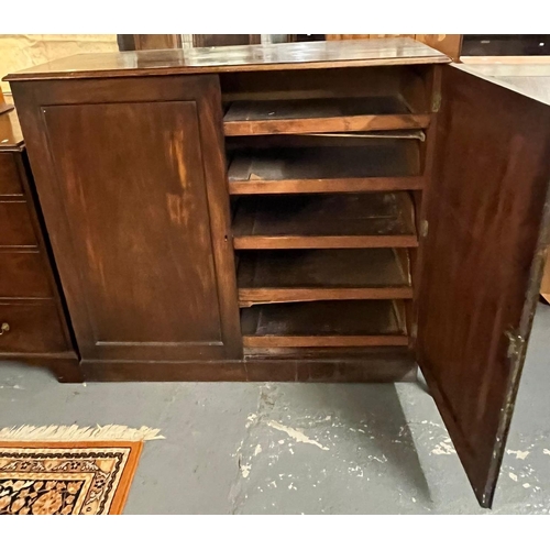 452 - Early 19th century mahogany low press cupboard with fitted five adjustable shelves to the interior. ... 