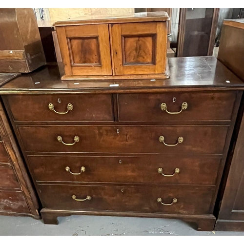 453 - George III mahogany straight fronted chest of two short and three long graduated cock beaded drawers... 