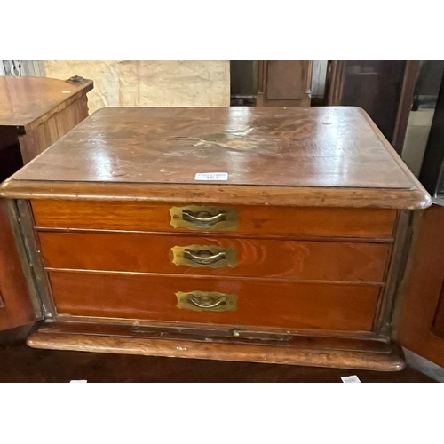 454 - Late Victorian three drawer mahogany cutlery canteen case with two panel doors, containing a good pa... 