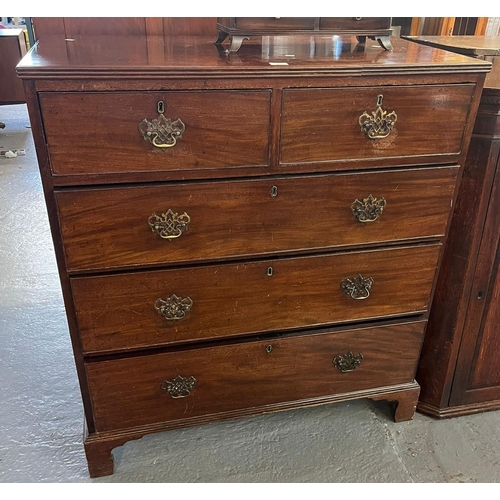 459 - Georgian style straight fronted chest of two short and three long graduated cock beaded drawers with... 