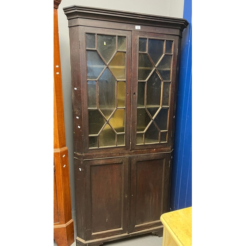 510 - 19th century oak astragal glazed corner cabinet.   (B.P. 21% + VAT)