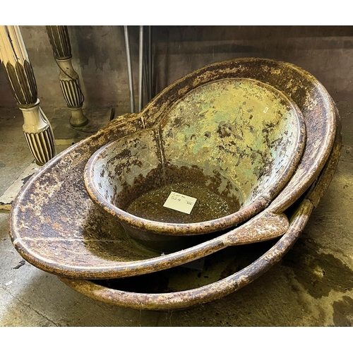 524 - Three vintage hip baths.  (3)  Provenance: Pembrokeshire Country House.  (B.P. 21% + VAT)