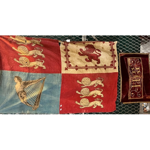 544 - Vintage British Royal Standard Flag and a velvet altar cloth.  (2)   (B.P. 21% + VAT)