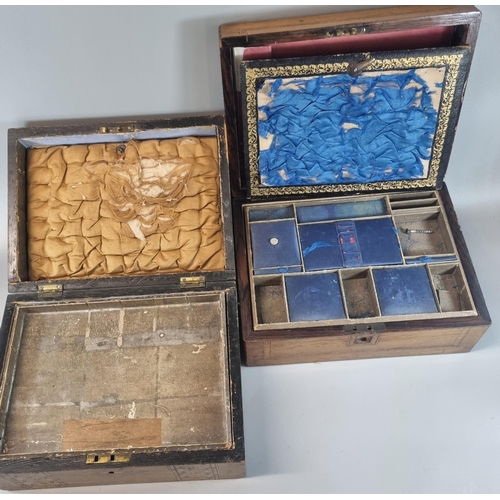 95 - Two Victorian inlaid boxes to include: Tunbridge banded jewellery case and a cross banded jewellery ... 