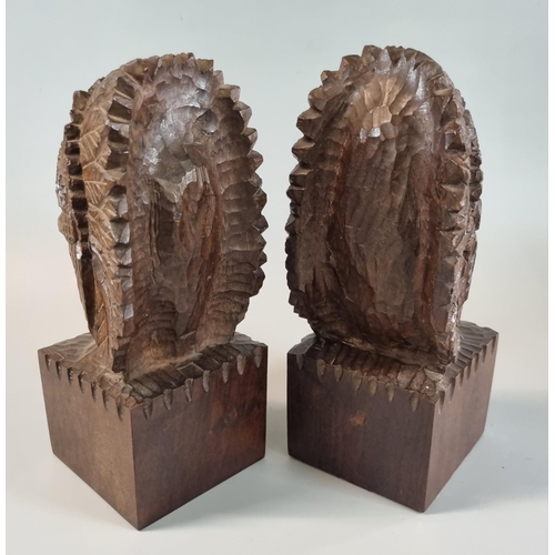 110 - Pair of teak carved American Indian bust bookends.  (2)   (B.P. 21% + VAT)