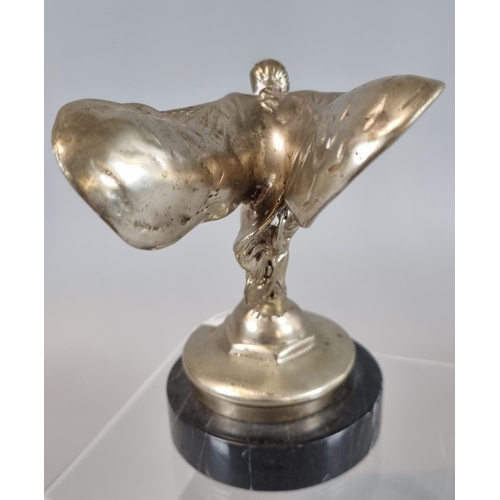 18 - Rolls Royce Spirit of Ecstasy chrome finish car mascot on veined marble base.  (B.P. 21% + VAT)