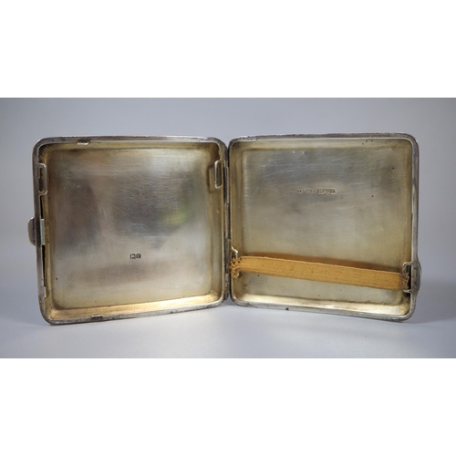 182 - Art Deco design engine turned cigarette case.  Chester hallmarks.  3.35 troy oz approx.  (B.P. 21% +... 