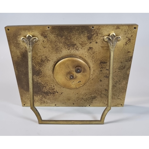 19 - Art Deco design gilded metal easel table clock with hexagonal face.  (B.P. 21% + VAT)