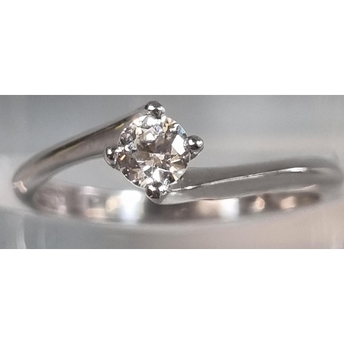 194 - 9ct white gold diamond solitaire ring.  2g approx.  Size L1/2. (B.P. 21% + VAT)