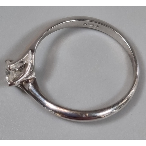 194 - 9ct white gold diamond solitaire ring.  2g approx.  Size L1/2. (B.P. 21% + VAT)