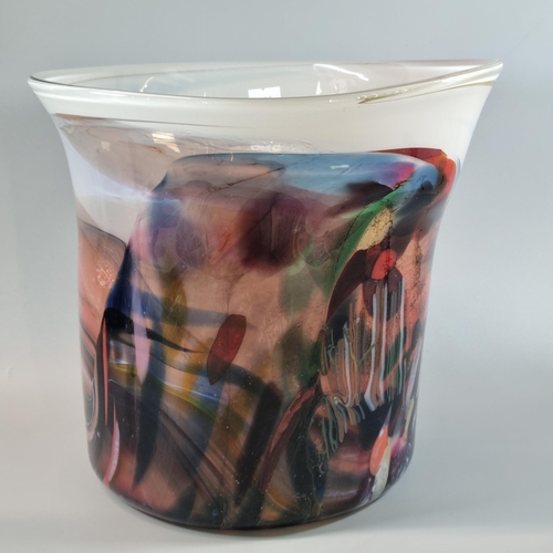 2 - Anthony Stern (1944 -2022), Art Glass multi-coloured vase.  Signed to the underside.  24.5cm high ap... 