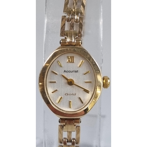 219 - Accurist 'Gold' 9ct gold ladies wristwatch. 10g approx.  (B.P. 21% + VAT)