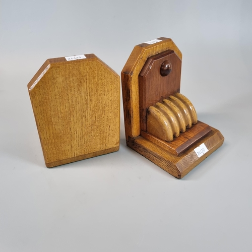 26 - Pair of Art Deco oak geometric bookends.  (B.P. 21% + VAT)