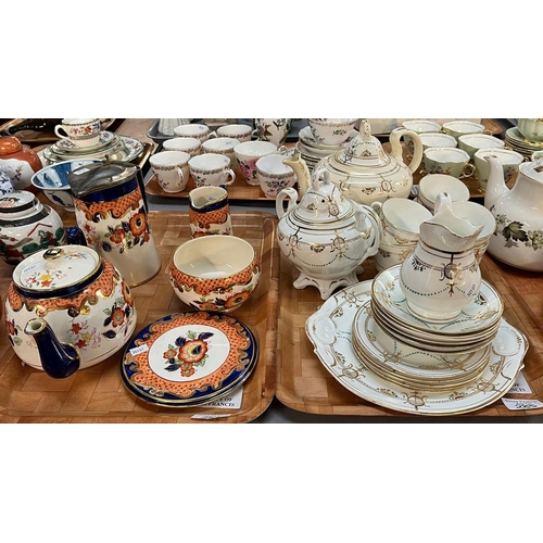 285 - Four trays of tea ware, 19th century etc. together with Royal Doulton Burgundy, Larchmont, Paragon E... 