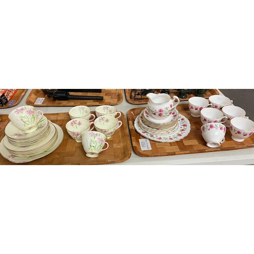 301 - Three trays of bone china tea ware to include: Twenty one piece Shelley 'England's Charm', nineteen ... 