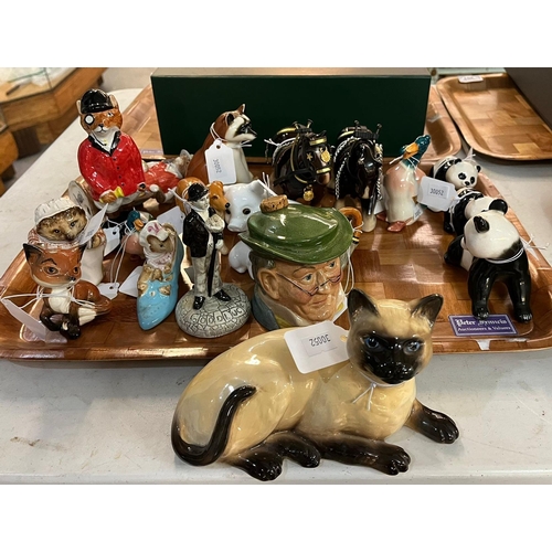 Collection of ceramic mainly animals to include: Beswick Fox, Beswick ...