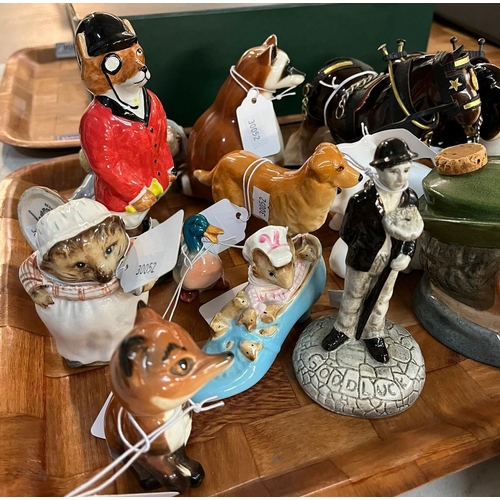 Collection of ceramic mainly animals to include: Beswick Fox, Beswick ...