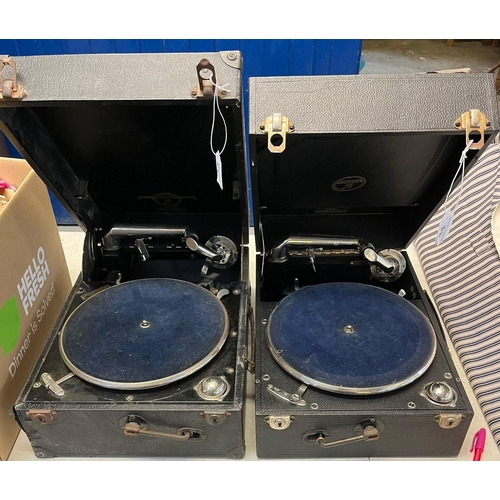 316 - Two Columbia portable wind-up gramophones together with a box of assorted 78 rpm records.  (3)   (B.... 