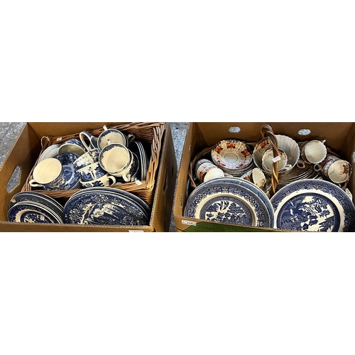 338 - Two boxes of assorted blue and white china and other tea ware.  (2)   (B.P. 21% + VAT)