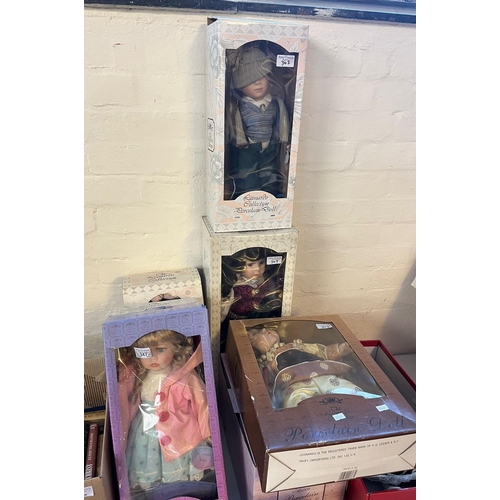 347 - Collection of boxed The Leonardo Collection porcelain dolls.  together with collection of Margaret J... 