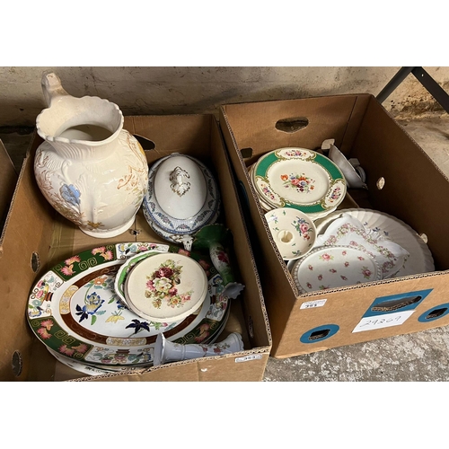 353 - Two boxes of china to include: floral tureen, large jug, plates etc. (B.P. 21% + VAT)