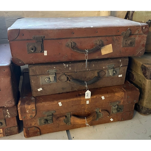 370 - Three vintage suitcases including two in leather.  (3)  (B.P. 21% + VAT)