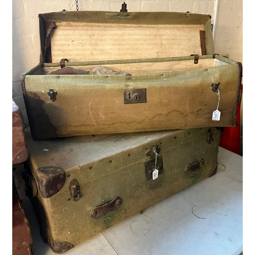 371 - Two canvas covered vintage travelling trunks.  (2)  (B.P. 21% + VAT)