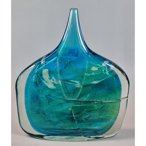 4 - Mdina Sea Blue 'Fish Axe' vase, unsigned, but attributed to Michael Harris.  29cm high approx.  (B.P... 