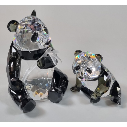 44 - Swarovski Crystal Endangered Wildlife Panda and her Cub, designed by Heinz Tabertshofer.  In origina... 