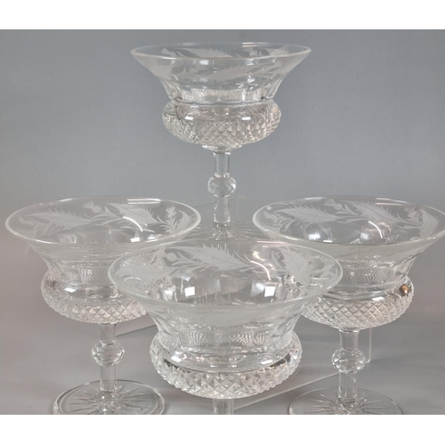 56 - Set of four Edinburgh Crystal 'Peach Melba' dishes.  (4)   (B.P. 21% + VAT)