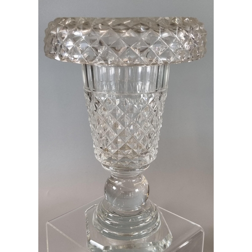 9 - Collection of 19th century heavy crystal glass to include: pitcher jug, turnover vase and sweetmeat ... 