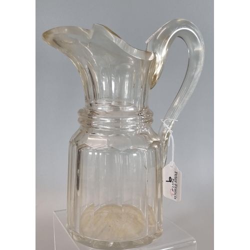 9 - Collection of 19th century heavy crystal glass to include: pitcher jug, turnover vase and sweetmeat ... 