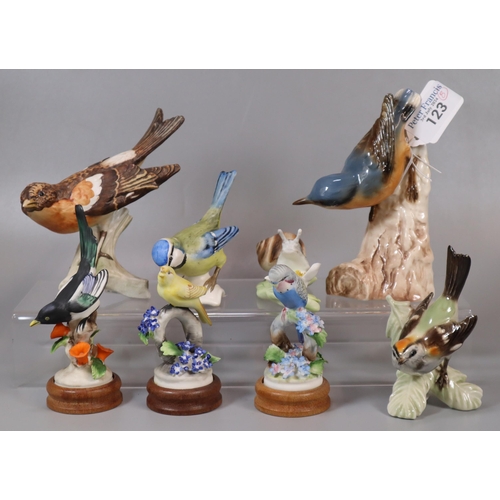 123 - Collection of Goebel Royal Adderley bird figurines, snail etc.  (8)  (B.P. 21% + VAT)