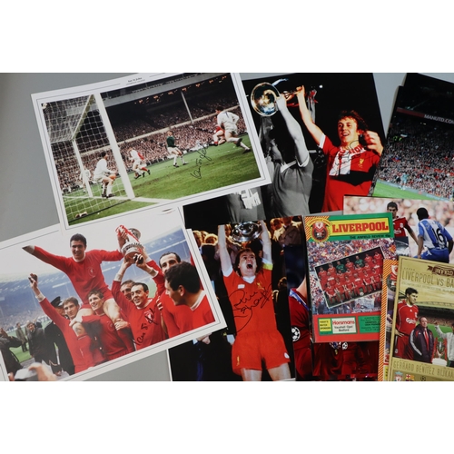 143 - Collection of Liverpool Club memorabilia to include: various autographs, including Ian St John, Phil... 