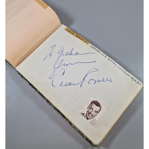 166 - Autograph album of various Actors to include: Wilfred Pickles, Merle Oberon, Cesar Romero, Richard A... 