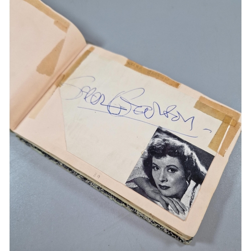 166 - Autograph album of various Actors to include: Wilfred Pickles, Merle Oberon, Cesar Romero, Richard A... 