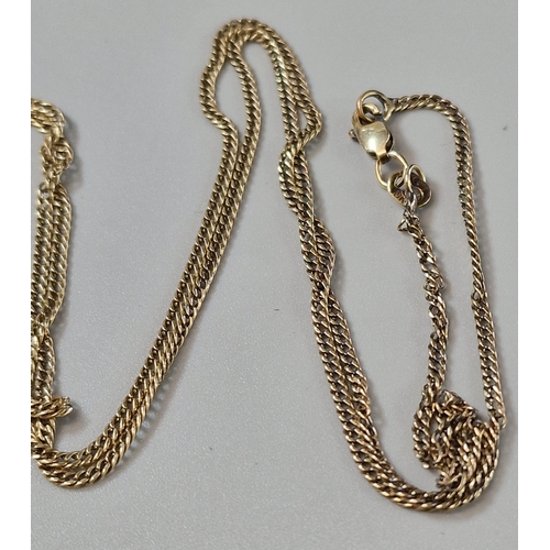 176 - 10ct gold curb link chain with one personalised pendant and the other marked 'Bee Sting'. Total weig... 