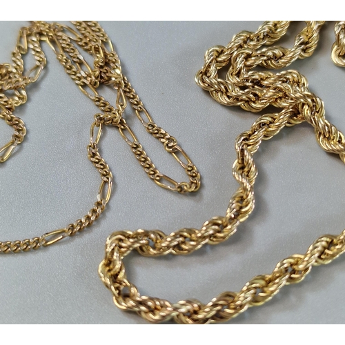 185 - 9ct gold rope twist chain, 47cm long approx. together with another 9ct gold chain, 50cm long approx.... 