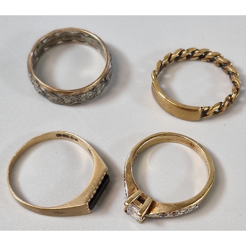 188 - Collection of rings, some with rubbed and indistinct hallmarks, to include: signet ring, eternity st... 