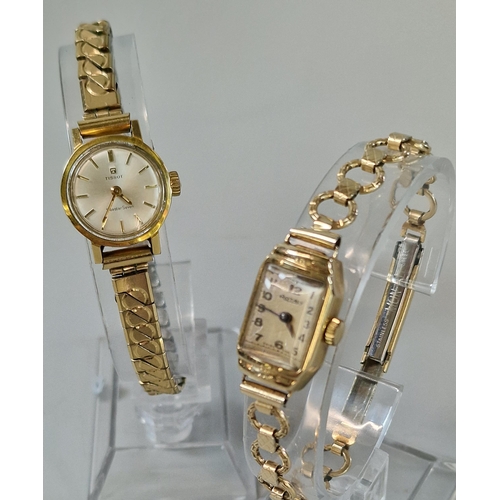 194 - Tissot 9ct gold ladies mechanical wristwatch with gold plated expanding bracelet together with a 193... 