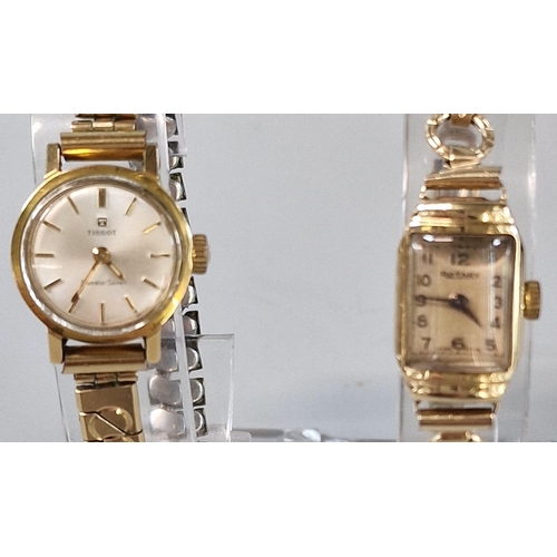 194 - Tissot 9ct gold ladies mechanical wristwatch with gold plated expanding bracelet together with a 193... 