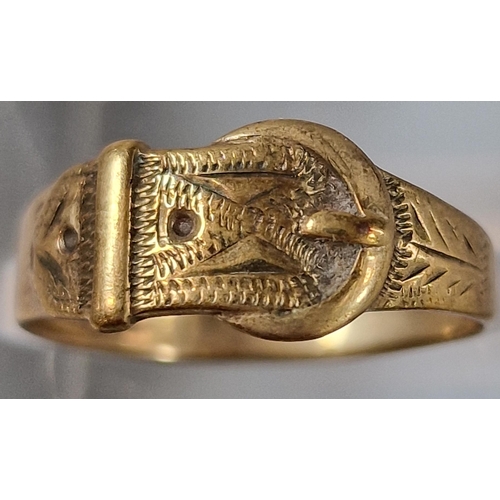 202 - 9ct gold buckle ring. 2.1g approx. Size Q.  (B.P. 21% + VAT)