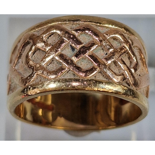 205 - 9ct gold Clogau Celtic design ring. 8g approx. Size P. (B.P. 21% + VAT)