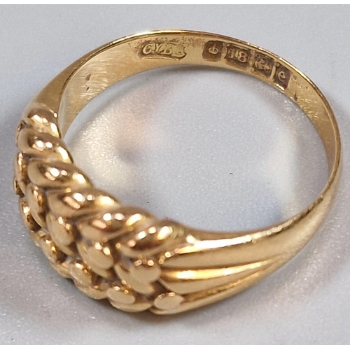 206 - 18ct gold Keeper ring. 6g approx. Size N.  (B.P. 21% + VAT)