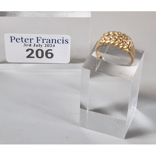 206 - 18ct gold Keeper ring. 6g approx. Size N.  (B.P. 21% + VAT)