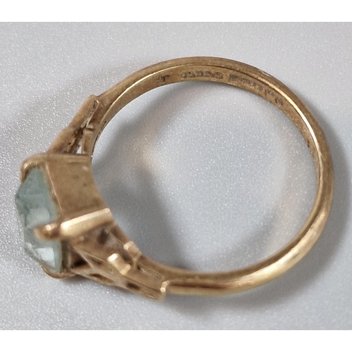 209 - 9ct gold and blue topaz ring. 2.7g approx. Size L.  (B.P. 21% + VAT)