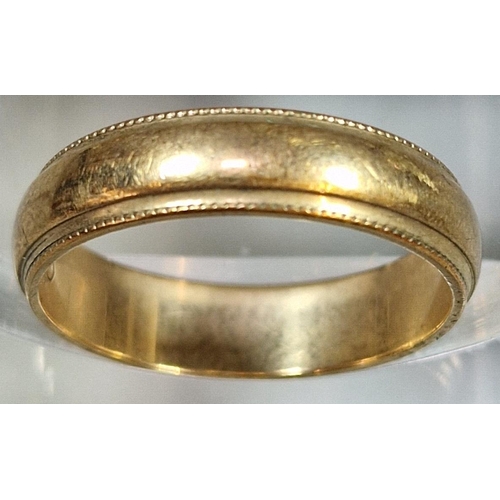 216 - 9ct gold wedding band, 3.4g approx. Ring size O (B.P. 21% + VAT)