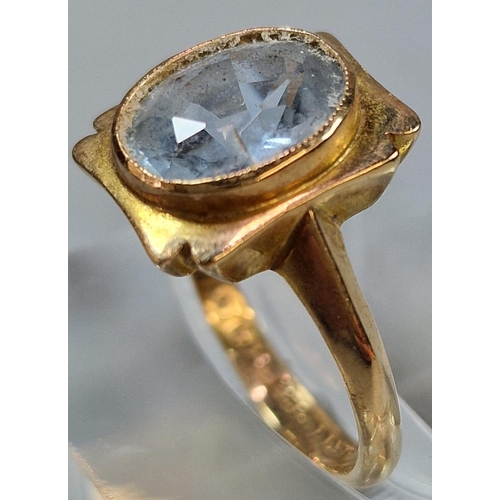 217 - 9ct gold blue topaz ring, 3.1g approx. Ring size L 1/2 (B.P. 21% + VAT)